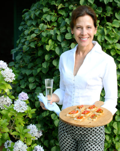 Italian Chef Deborah Dal Fovo serves her delicious Peperonata Crostini in the garden.